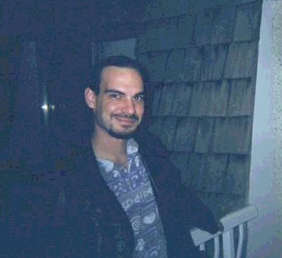 another outside on the balcony, this time a stupid grin on my face...